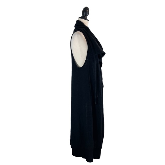 bryn Walker Duster Sweater Vest Black Cowl Neck Drawstring Open Front, Size S - Picture 5 of 11